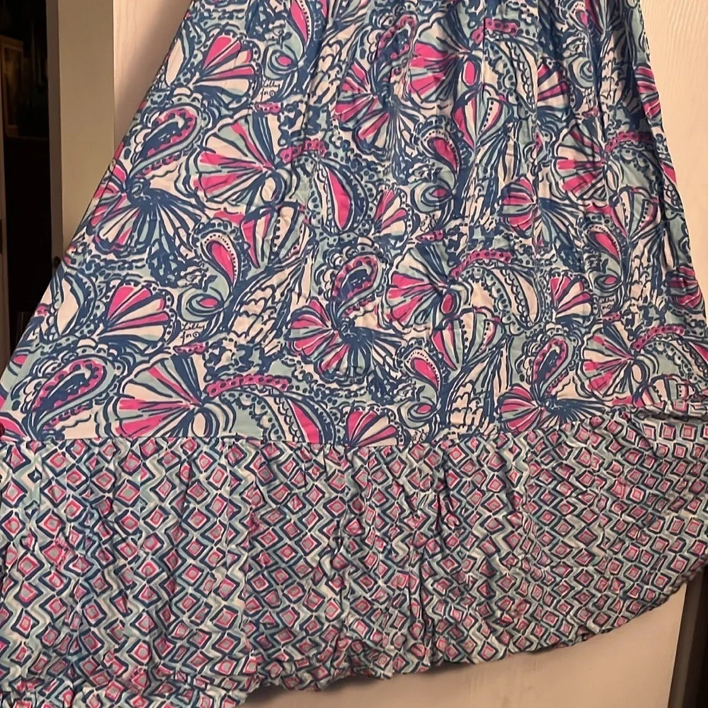 Lilly Pulitzer Girl’s Blue and Pink Patterned Maxi Dress. Size M (7/8)